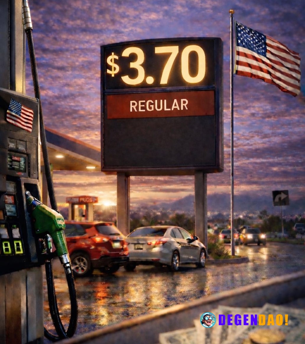 JUST IN: 🇺🇸 Average US gas prices rise to $3.70 for the first time since April 2024. _ 〽️ Crypto Pulse 👉 @degendaoinfo