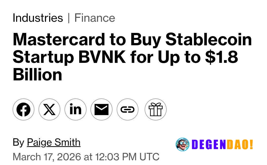 Mastercard to Acquire Stablecoin Startup BVNK in Deal Worth Up to $1.8B > Mastercard is acquiring stablecoin infrastruct...