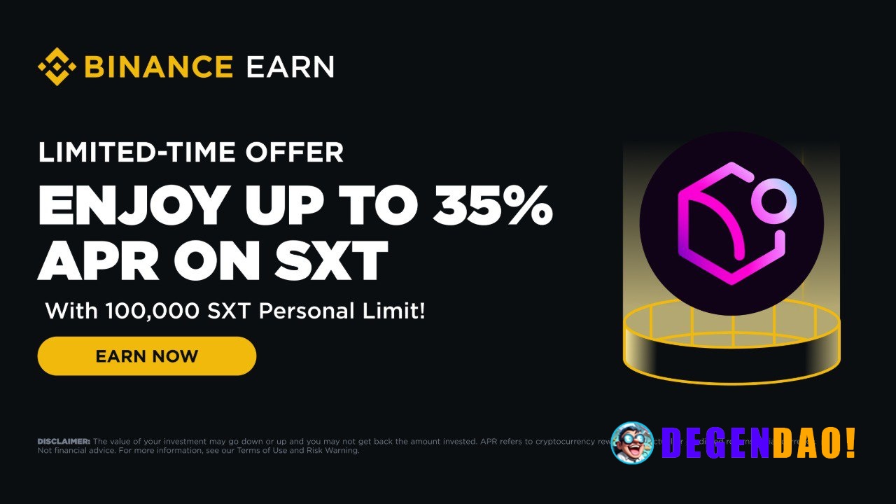 Binance Earn: Enjoy Up to 35% APR on SXT Flexible Products with 100,000 SXT Personal Limit (2026-03-21) Binance Earn is ...