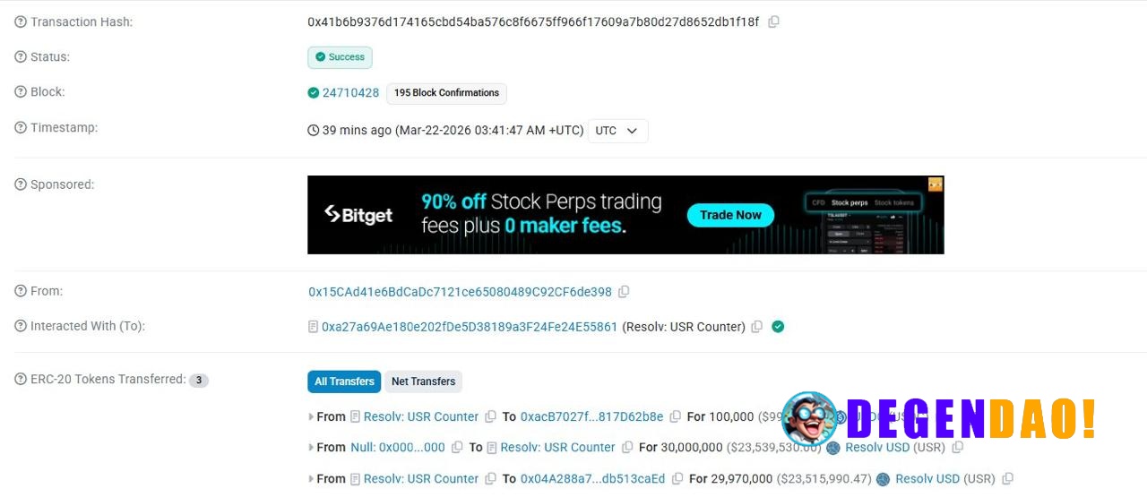 🚨 ALERT: Resolv Labs' USR stablecoin loses its peg after an attacker exploits its contract to mint 80 million tokens, ca...