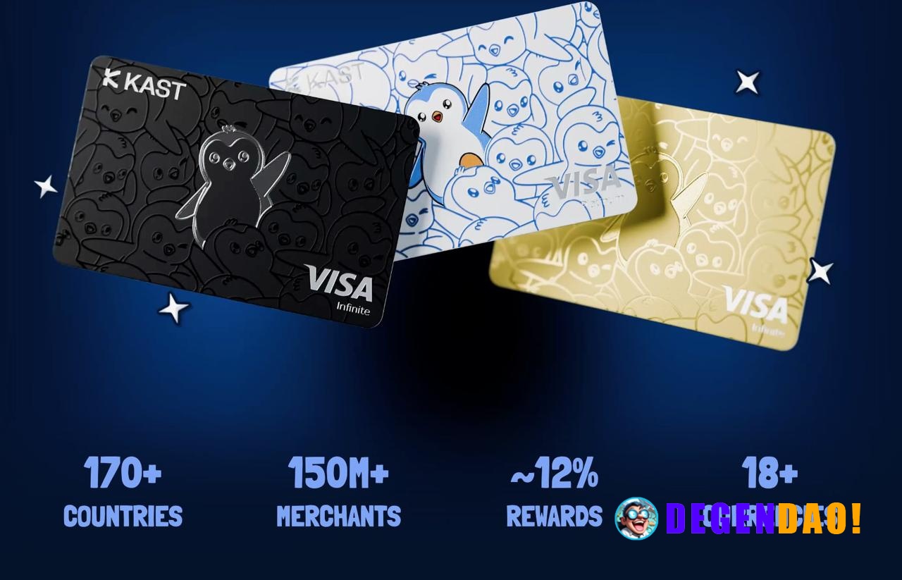 🔥 TODAY: Pudgy Penguins launches Pengu Card on Visa in partnership with KAST, now available across 170+ countries and 15...