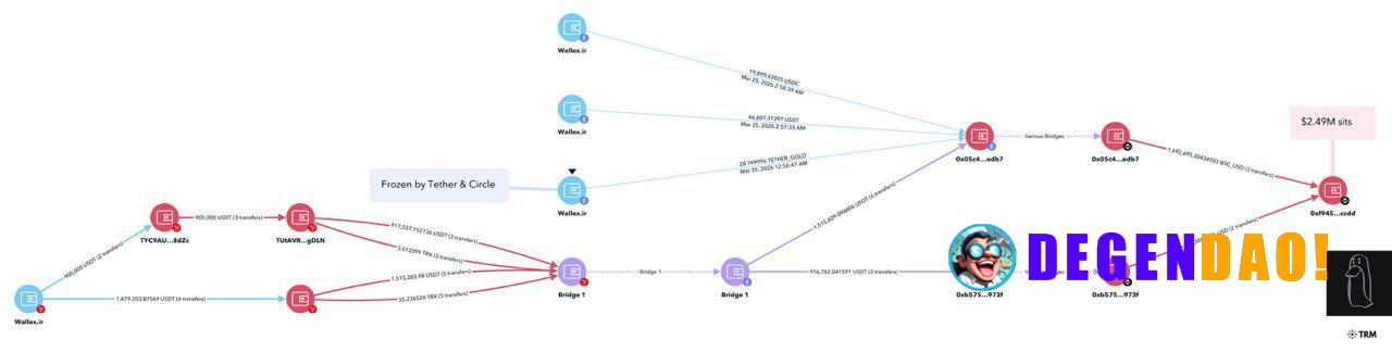 ZachXBT Reports That Iranian Exchange Wallex Had a Wallet Frozen by Circle and Tether. > Within hours, Wallex consolidat...