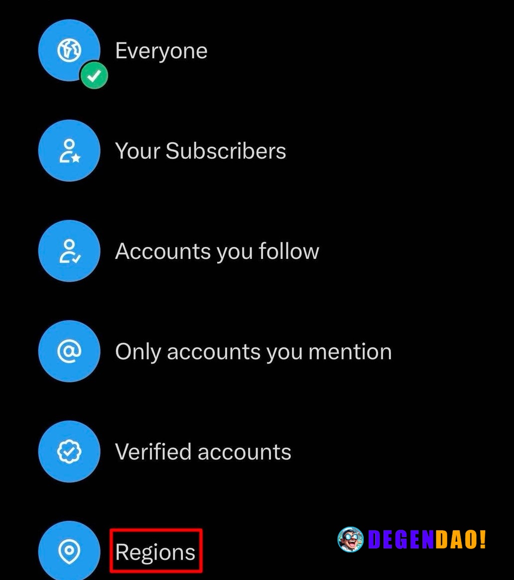 JUST IN: X officially launches feature allowing users to restrict replies to posts by region. _ 〽️ Crypto Pulse 👉 @degen...