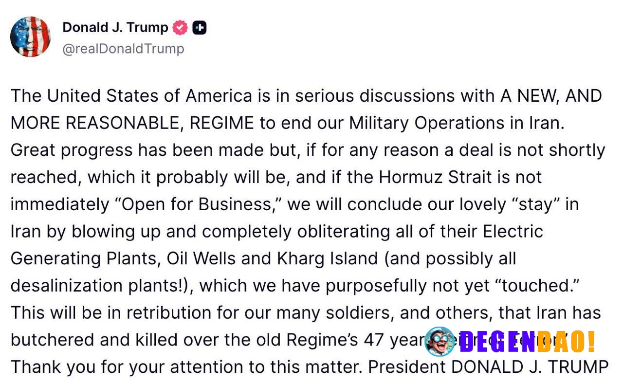 Trump Says U.S. in Discussions with New Iran Regime to End Military Operations, Threatens Total Infrastructure Destructi...