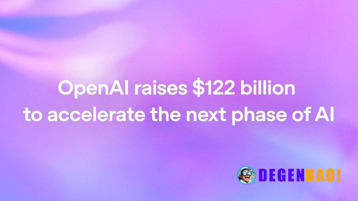 OpenAI Raises $122 Billion to Accelerate the Next Phase of AI > OpenAI has closed its latest funding round with $122 bil...