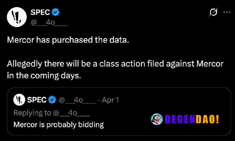 Update: Mercor Allegedly Purchases Leaked Data, Faces Potential Class Action Lawsuit Source: https://x.com/_4o/status/20...