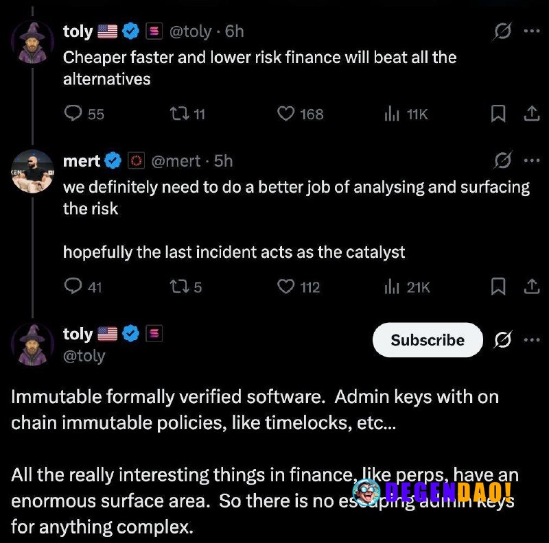 Anatoly: Cheaper Faster And Lower Risk Finance will Beat All the Alternatives Source: https://x.com/toly/status/20404509...