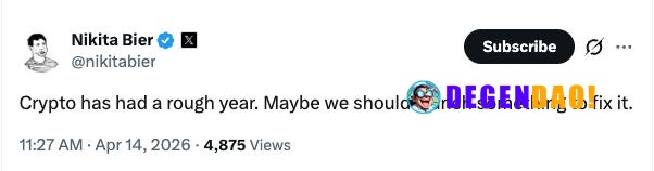 🚨 LATEST: X Head of Product Nikita Bier says, “Crypto has had a rough year. Maybe we should launch something to fix it.”...