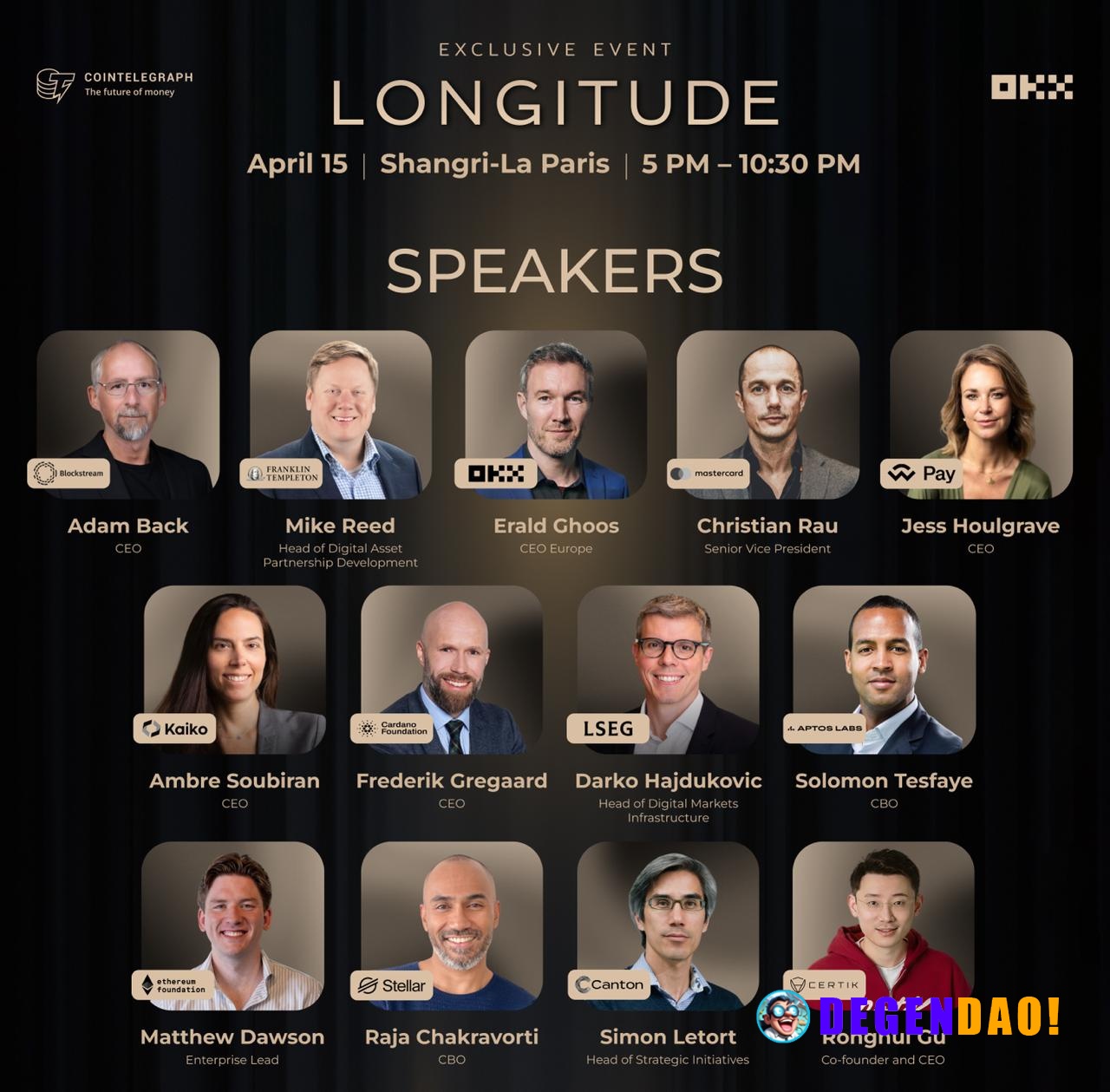LONGITUDE Paris is just hours away. 🇫🇷 Join Cointelegraph & OKX for an exclusive evening with leaders shaping the future...