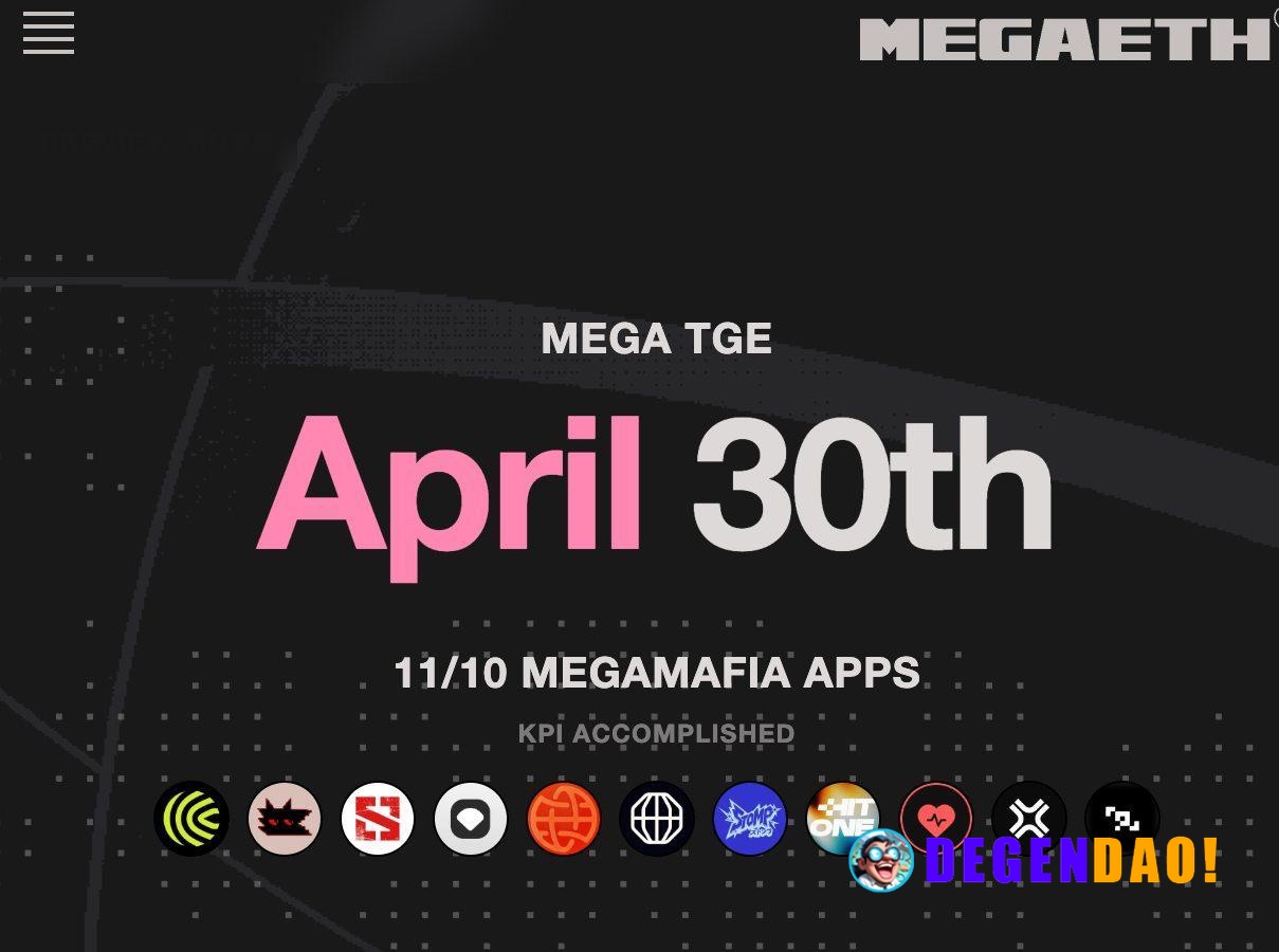 MegaETH TGE Set for April 30, 2026 Source: https://x.com/megaeth/status/2047352341473505435 _ 〽️ Crypto Pulse 👉 @degenda...