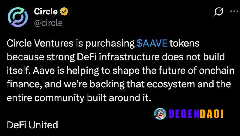 Circle Ventures is Purchasing AAVE Tokens Source: https://x.com/circle/status/2048765469512106044 _ 〽️ Crypto Pulse 👉 @d...