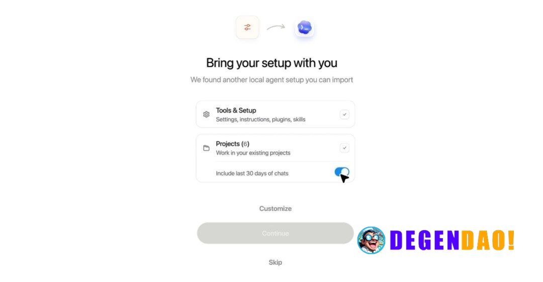 OpenAI Enables Seamless Movement of  Workflow to Codex > Import settings, plugins, agents, project configuration, and mo...