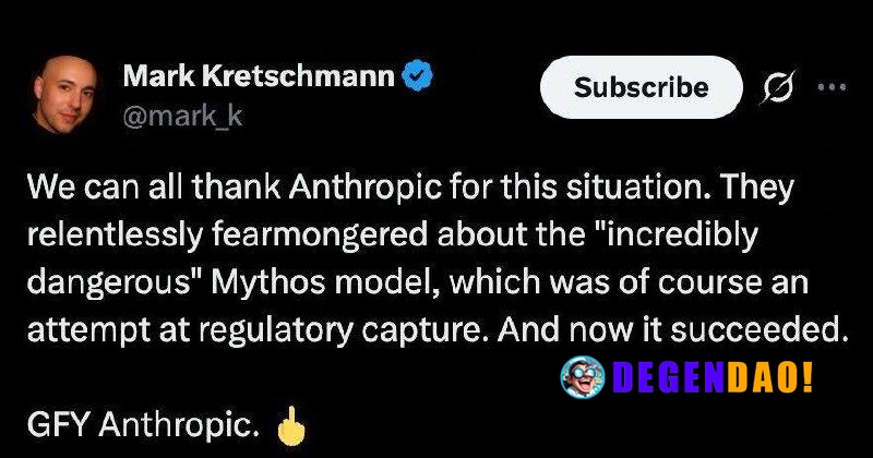 Is Anthropic Responsible for This Situation? Source: https://x.com/mark_k/status/2051686405487624207 _ 〽️ Crypto Pulse 👉...