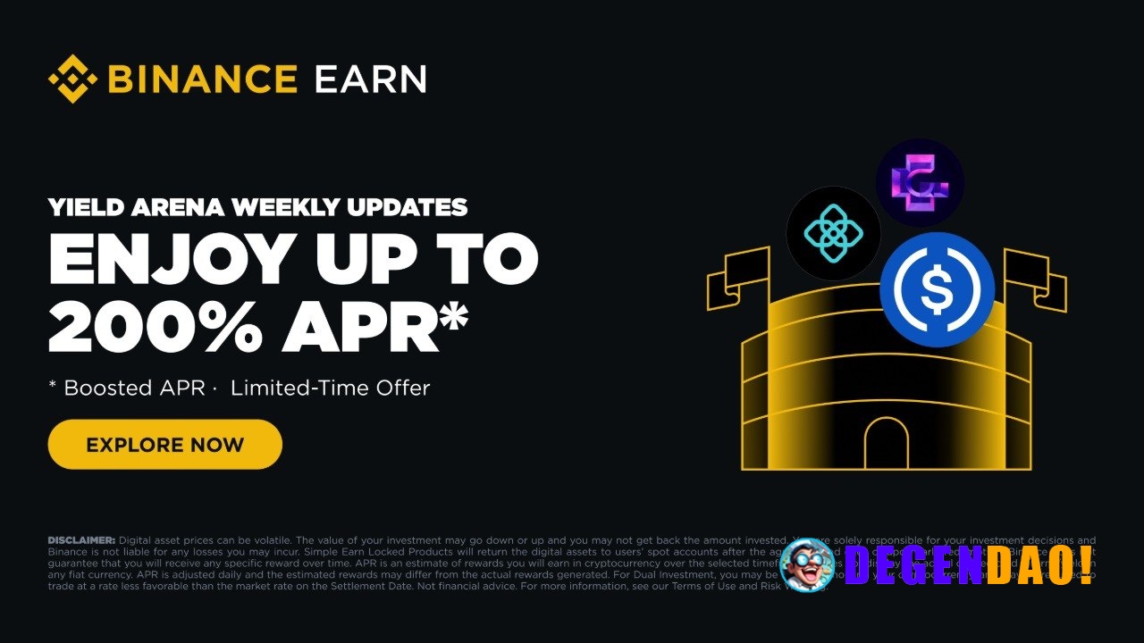 Binance Earn Yield Arena: Earn Up to 200% APR With This Week’s New Limited-Time Offers! (2026-06-03) Binance Earn presen...