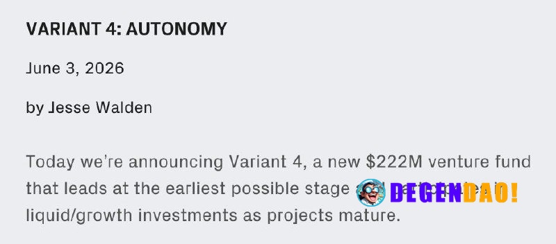 Variant Announces $222M ‘Variant 4’ Fund > A new venture fund that invests at the earliest possible stage in tech that e...