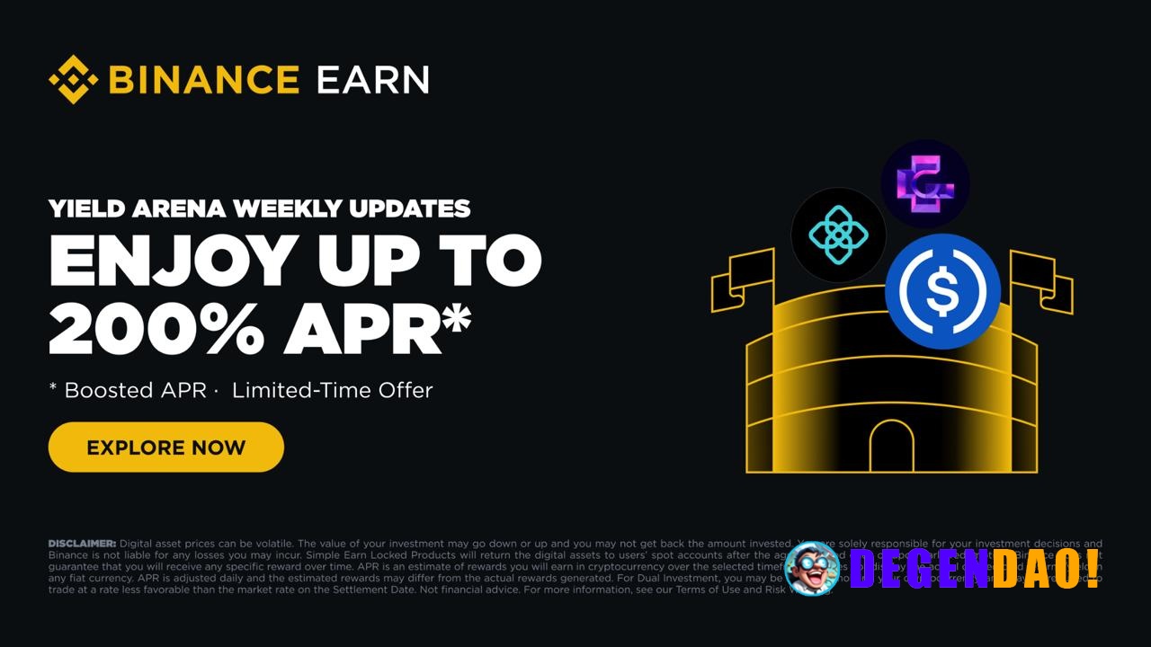 Binance Earn Yield Arena: Earn Up to 200% APR With This Week's New Limited-Time Offers! (2026-06-10) Binance Earn presen...
