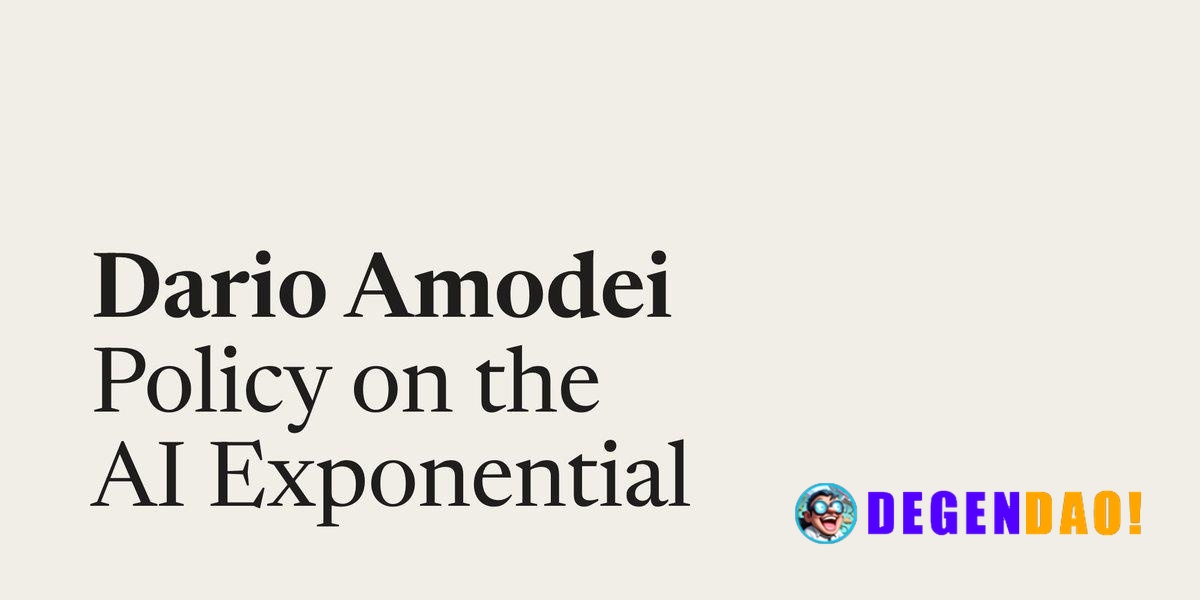 Dario Amodei: Policy on the AI Exponential > AI is progressing extremely fast, much faster than the policy process was b...