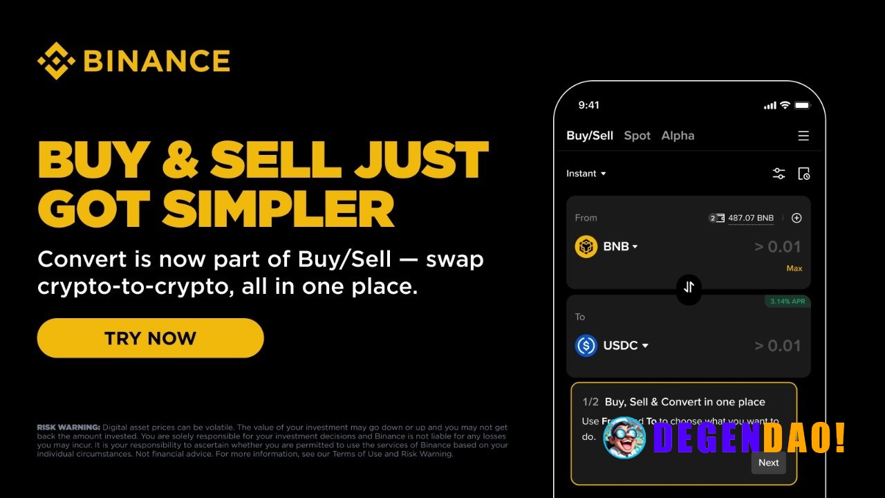 Trading Made Simpler: Binance Convert is Now Accessible on Buy/Sell Page To provide a more seamless and simplified tradi...