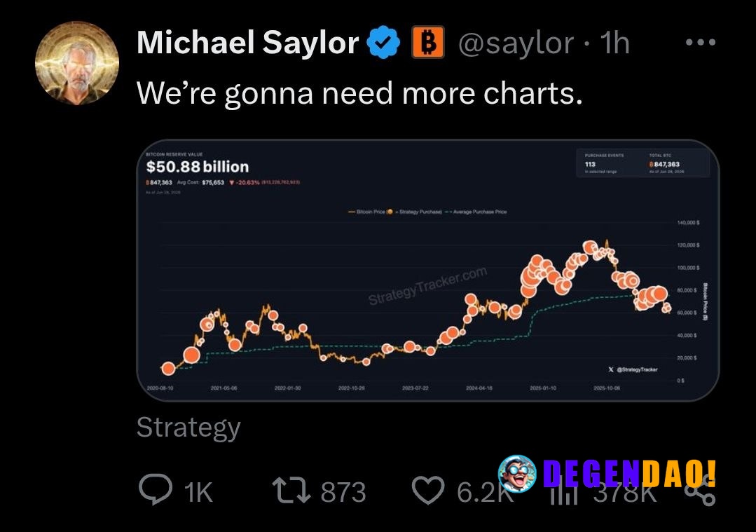 ⚡ SAYLOR: "We're gonna need more charts." Why did he use the word "charts"? _ 〽️ Crypto Pulse 👉 @degendaoinfo