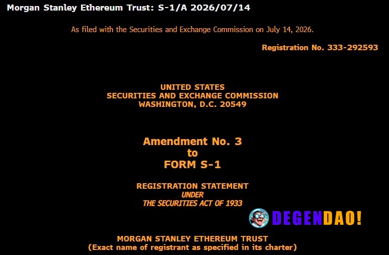 Morgan Stanley files for spot Ethereum and Solana ETFs with 0.14% fee – Link Morgan Stanley submitted updated filings fo...