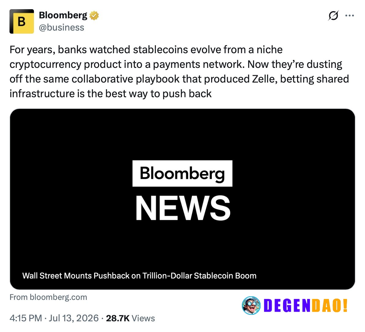 Wall Street banks launch coordinated blockchain network for tokenized deposits to compete with stablecoins – Link JPMorg...