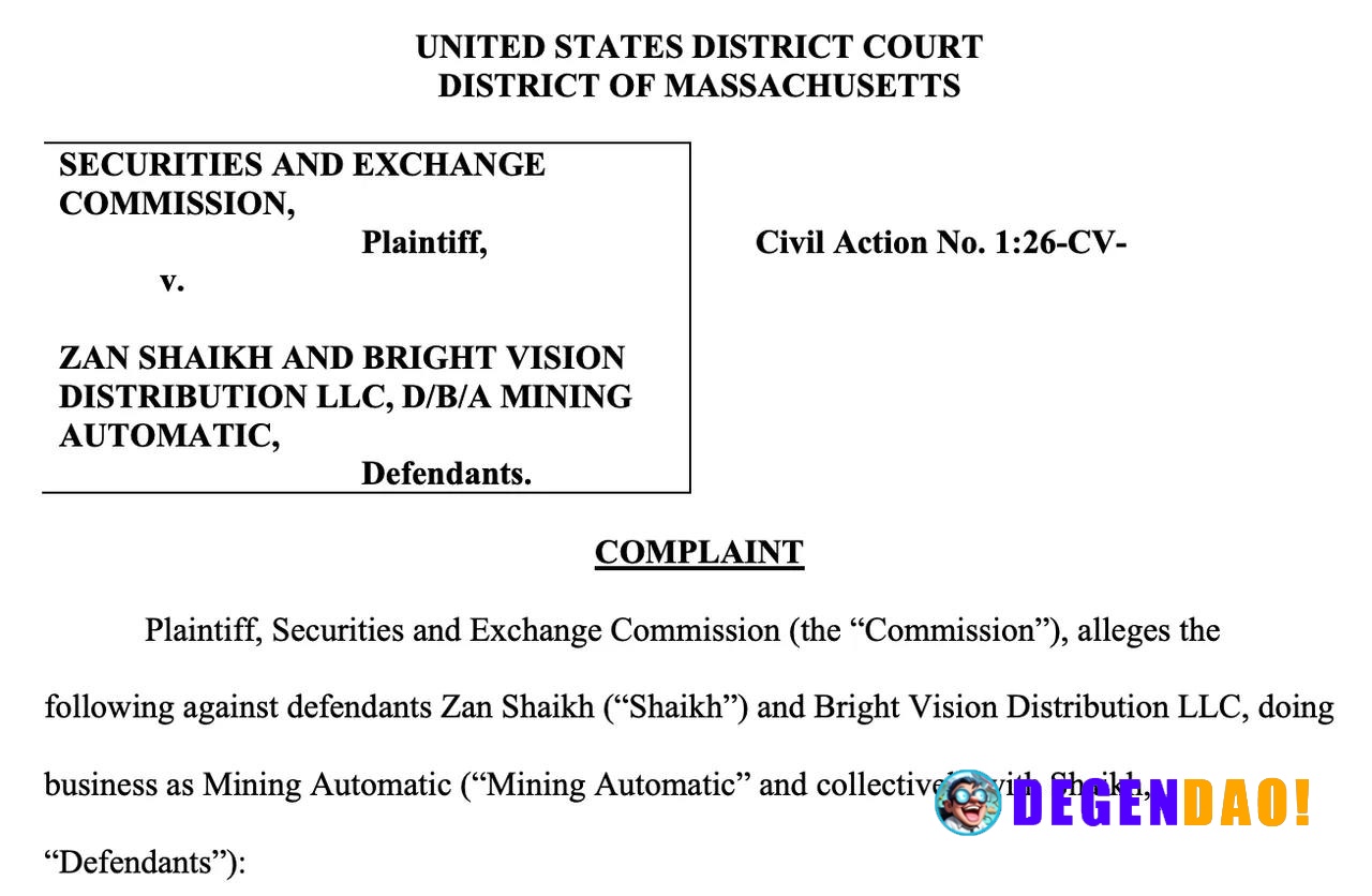 🇺🇸 JUST IN: The SEC has sued Mining Automatic and its founder, alleging they raised $22 million from investors while spe...