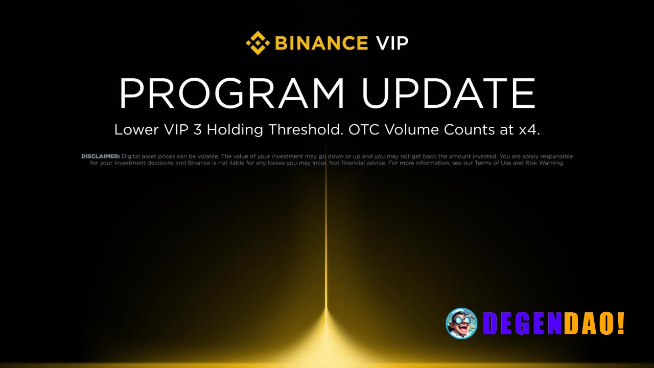 Binance VIP Program Criteria Update: Lower VIP 3 Holding Threshold and Integrate OTC Trading Volume into Spot Volume Bin...