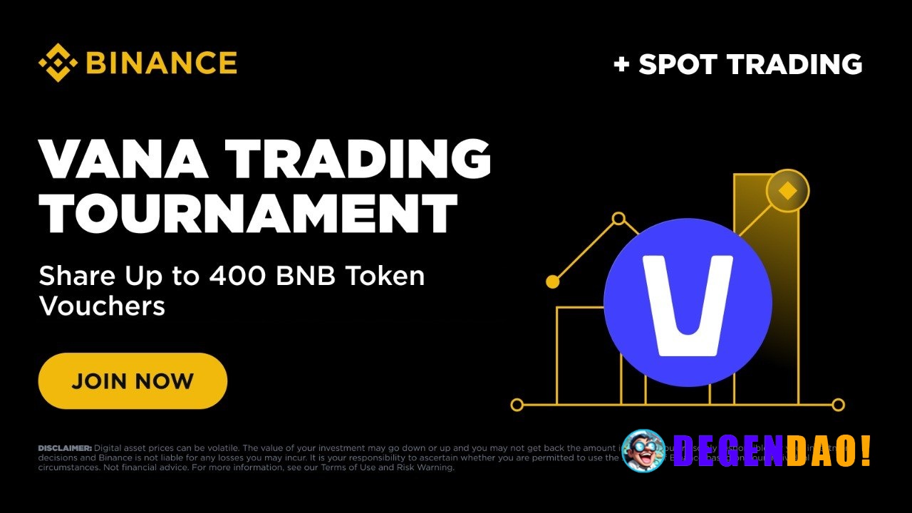 VANA Trading Tournament: Trade to Share Up to 400 BNB Token Vouchers Binance is thrilled to launch a Vana (VANA) Trading...