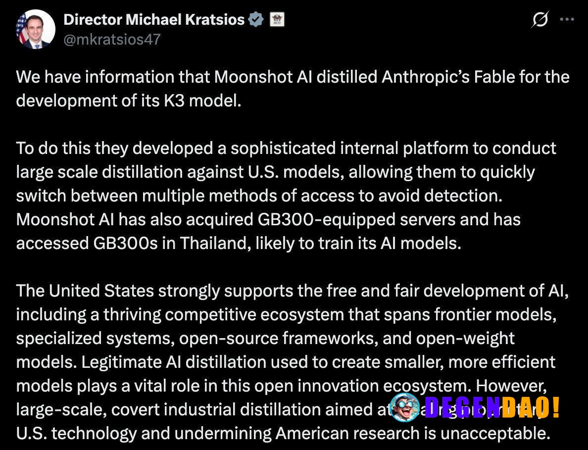 White House Accuses China’s Moonshot AI of Distilling Anthropic’s Fable to Develop Kimi K3 > The White House Office of S...