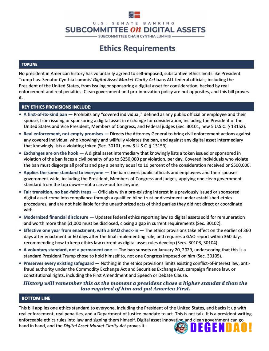 🇺🇸 JUST IN: “A president chose a higher standard of ethics than the law required,” Senator Cynthia Lummis says after agr...