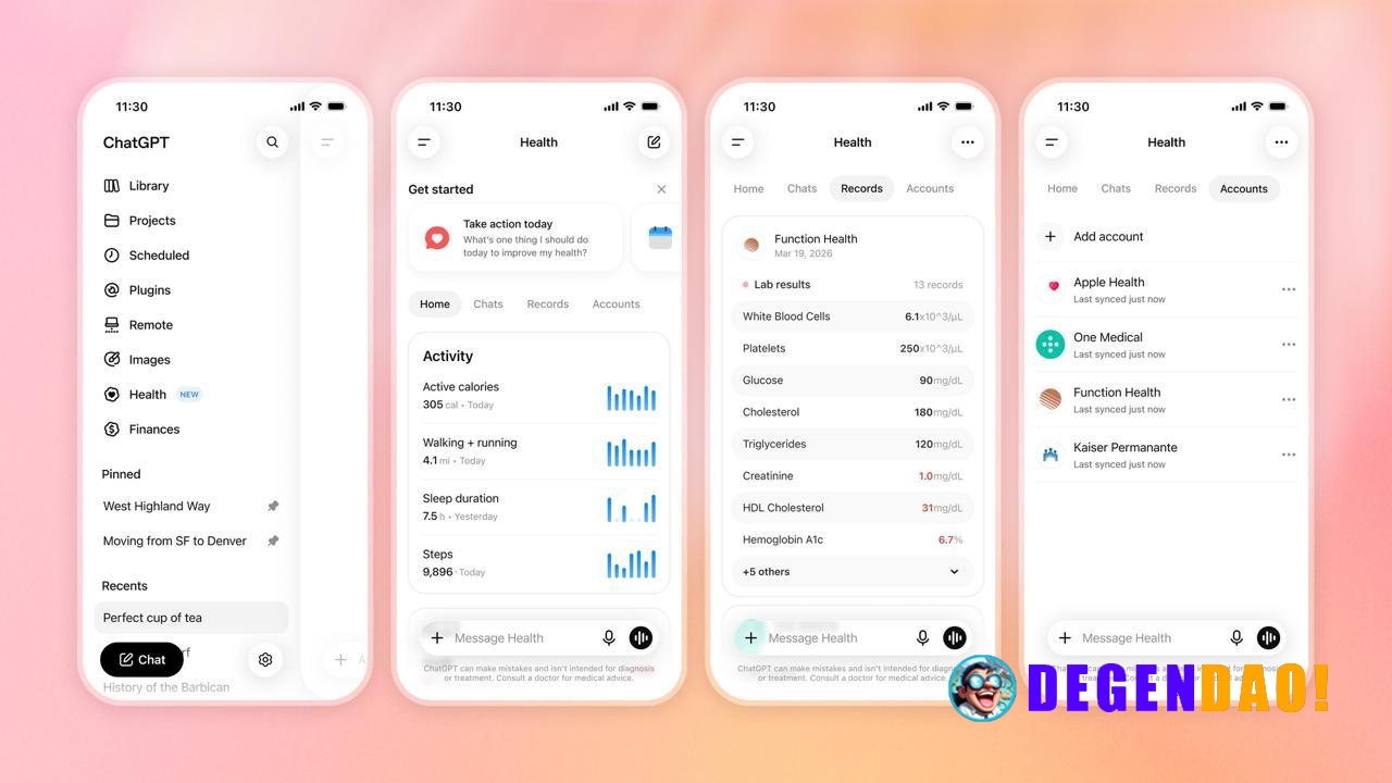 OpenAI Rolls Out Health in ChatGPT to U.S. Users > Users can connect Apple Health and supported medical records to under...