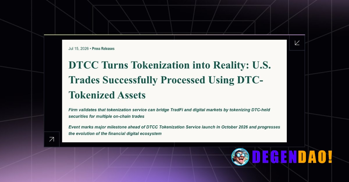 DTCC runs first live tokenized settlement with 40+ firms – Link The Depository Trust & Clearing Corporation executed liv...
