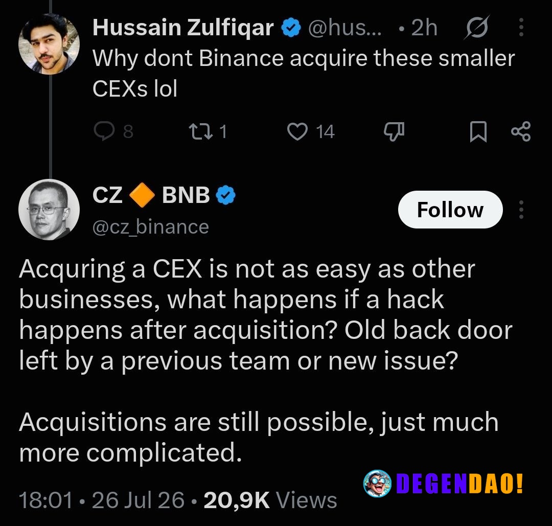 ⚡ QUESTION: Do you think Binance is going to buy all these small struggling exchanges? News | Markets | YouTube _ 〽️ Cry...