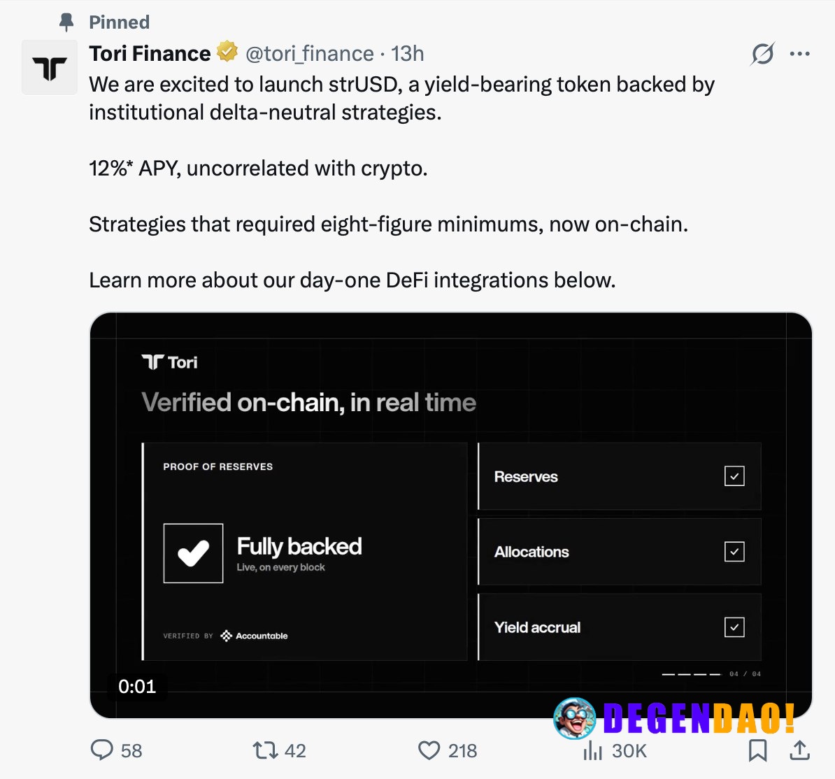 Tori Finance raises $50M pre-deposit for institutional arbitrage yield product – Link Tori Finance completed $50 million...