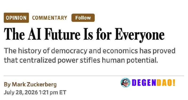 Mark Zuckerberg: The AI Future Is for Everyone “The defining question of our age isn’t whether superintelligence will ex...